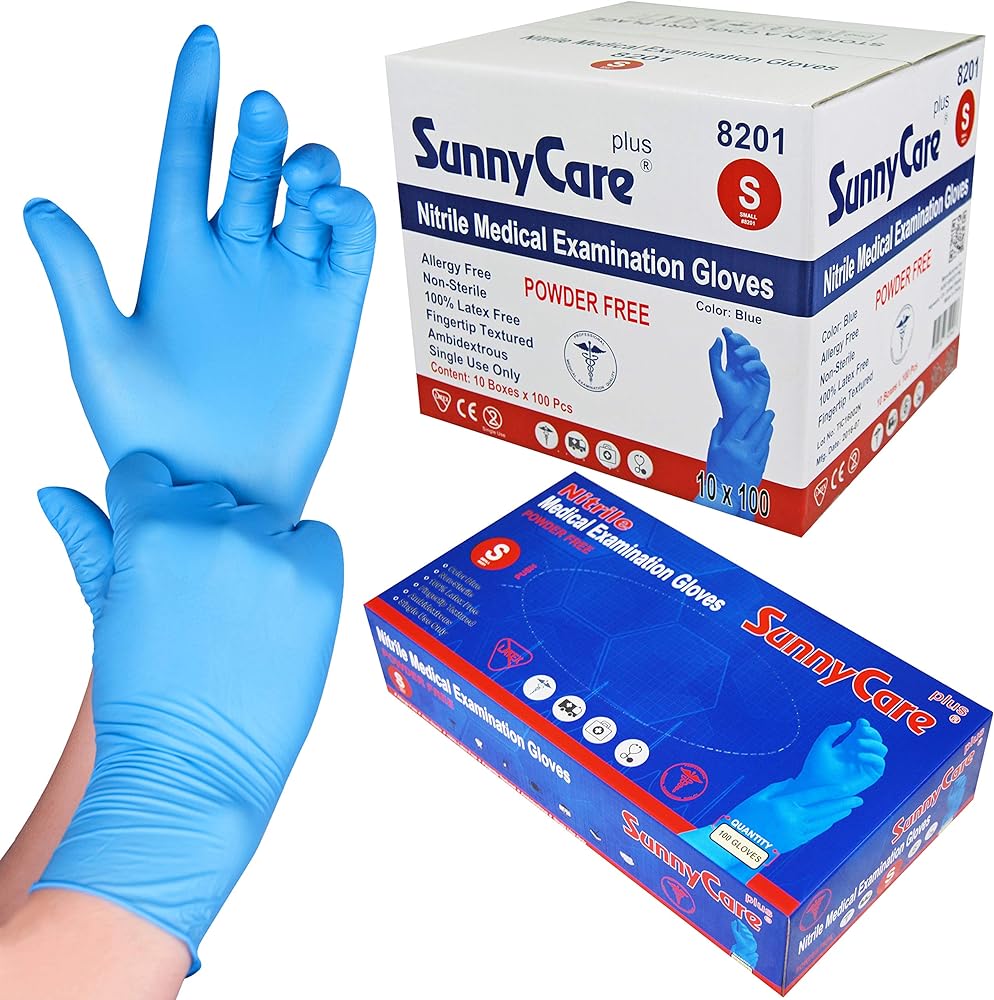 SM BLUE NITRILE GLOVE (8201 SunnyCare)