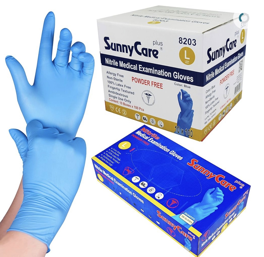 LG BLUE NITRILE GLOVE (8203 SunnyCare)