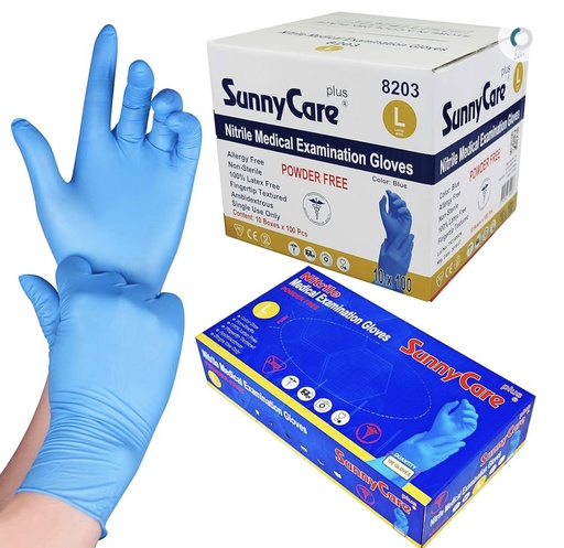 LG BLUE NITRILE GLOVE (8203 SunnyCare)
