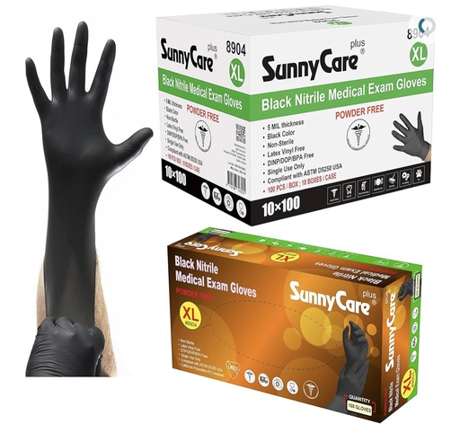 X-LARGE BLACK NITRILE GLOVES (8904 SunnyCare)
